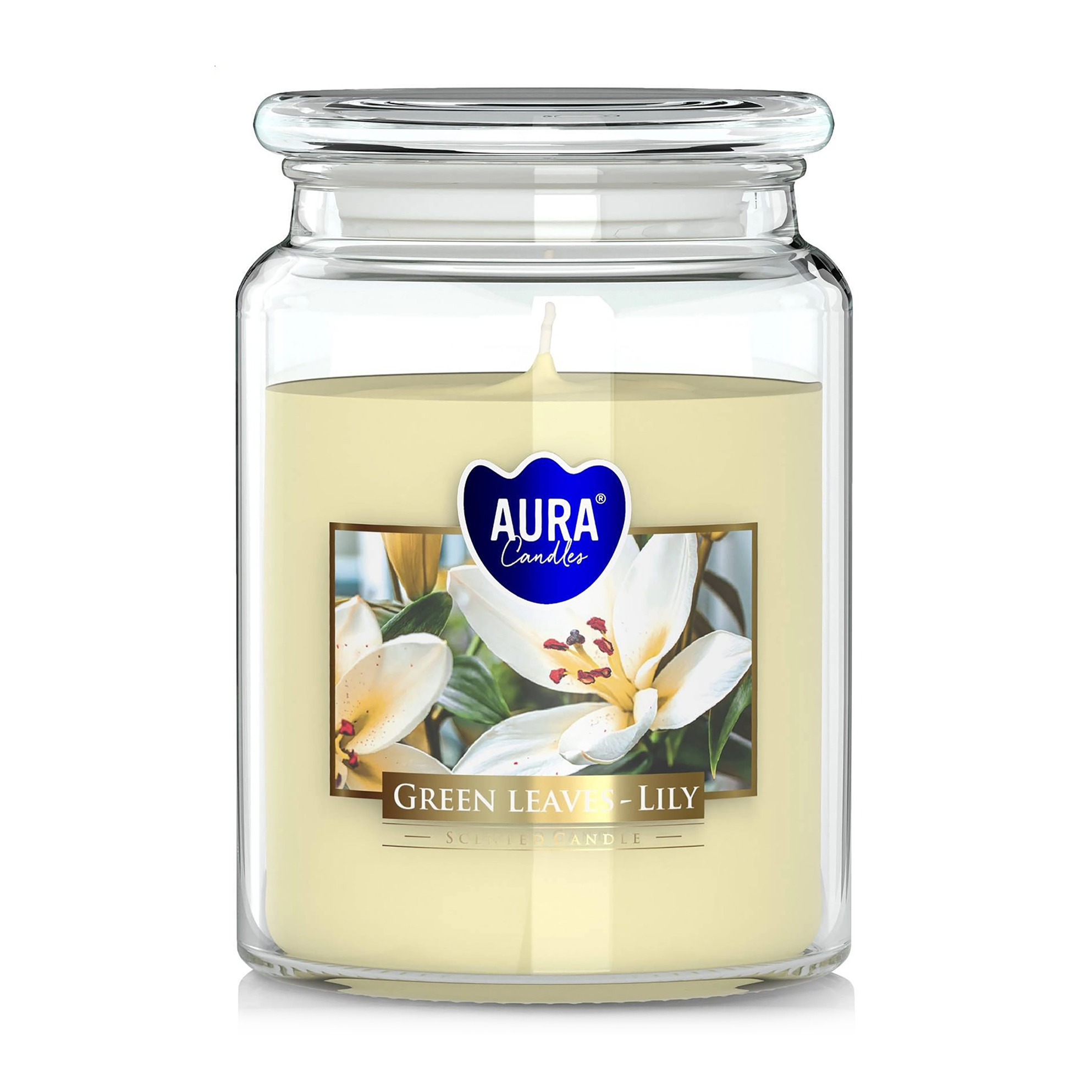 Ароматична свічка в банці Bispol Scented Candle Aura Green Leaves-Lily, 500 г (snd99-354)